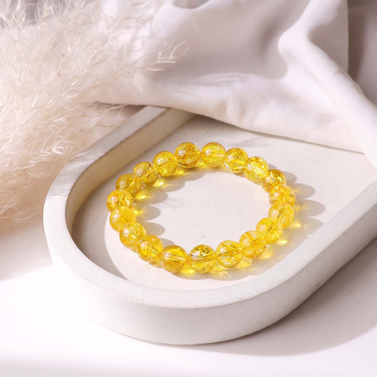 Citrine Heated Round Beads Bracelet (4)