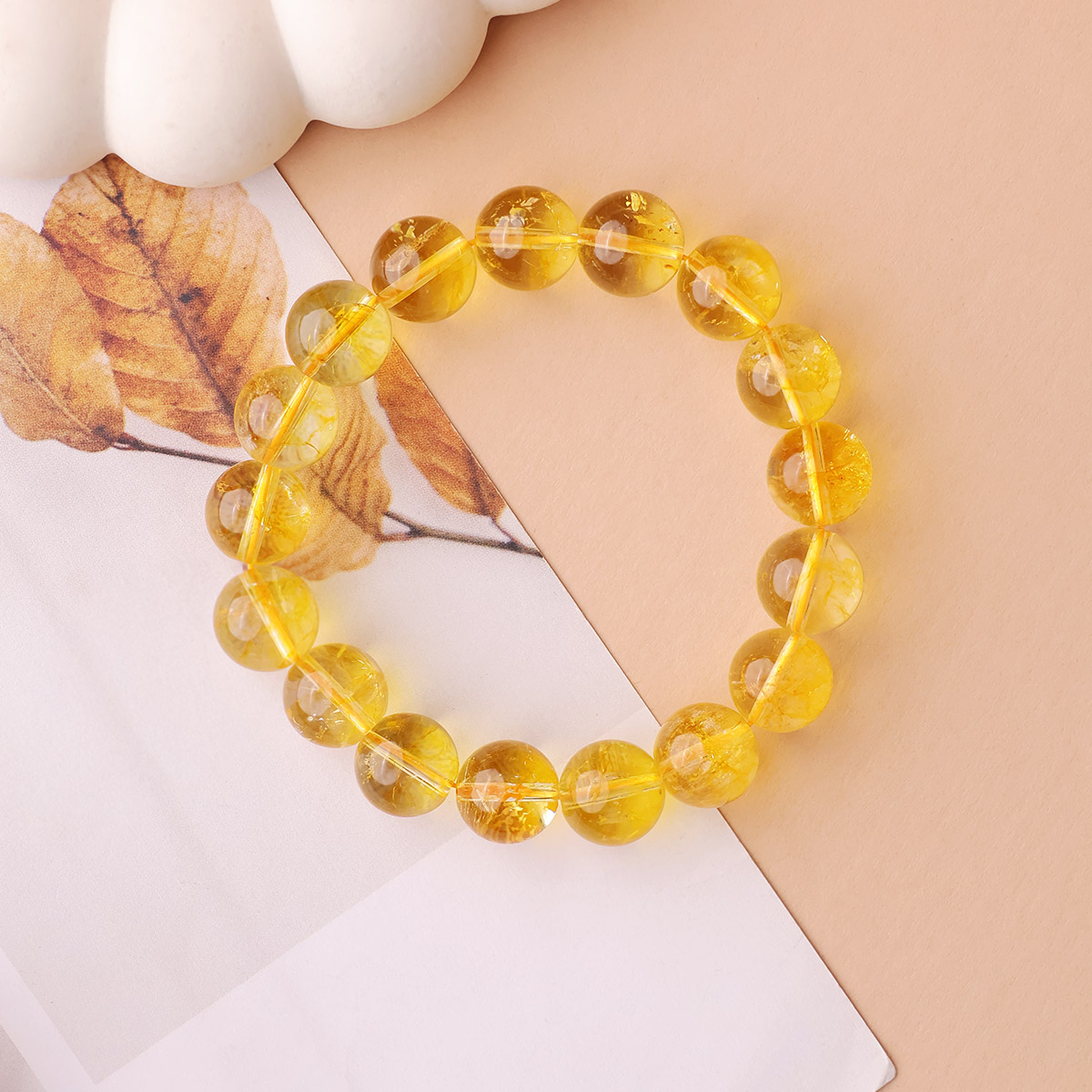 Citrine Heated Round Beads Bracelet (4)