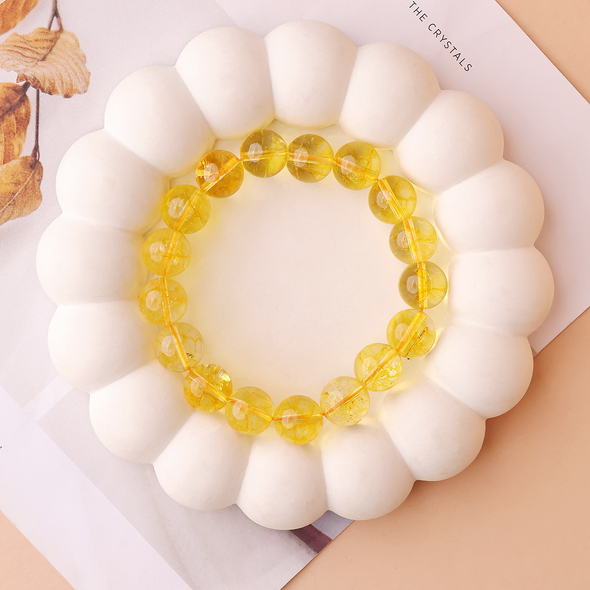 Citrine Heated Round Beads Bracelet (5)
