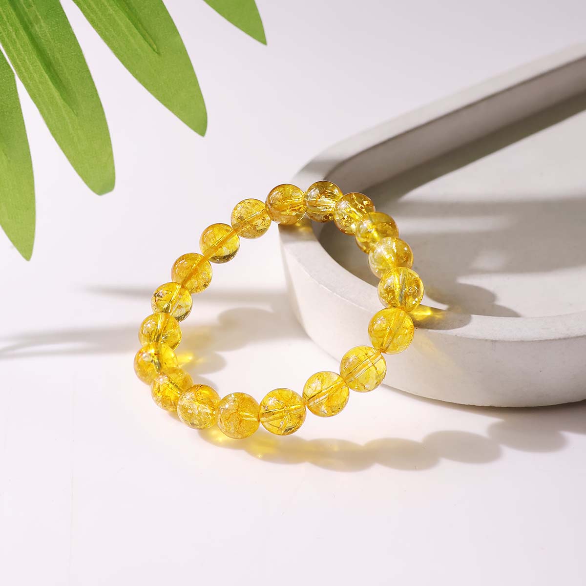 Citrine Heated Round Beads Bracelet (9)