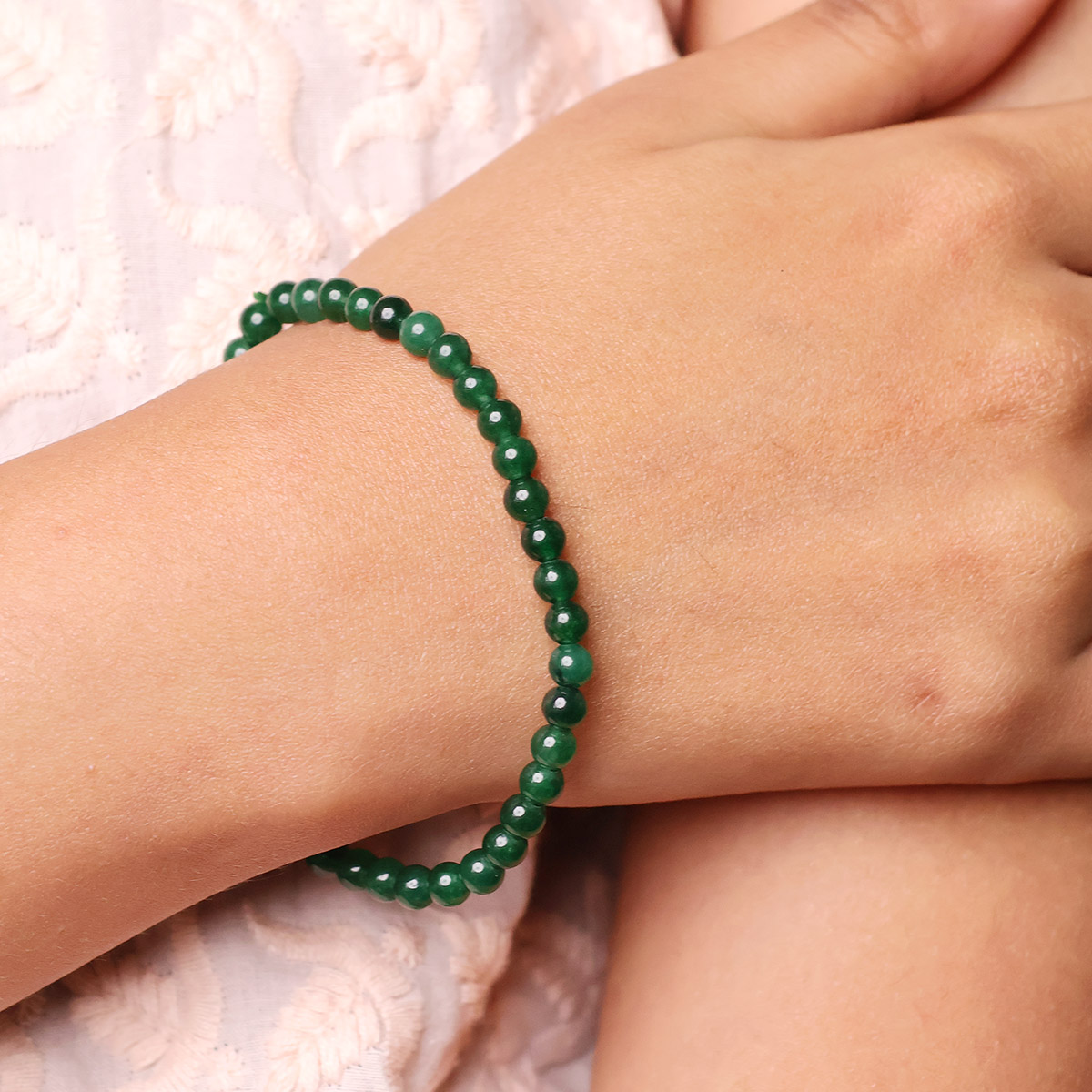 Green Jade Round Beads Bracelet (5)