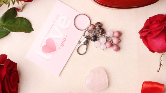 Rose Quartz Love Keychain and Heart Valentine Gift