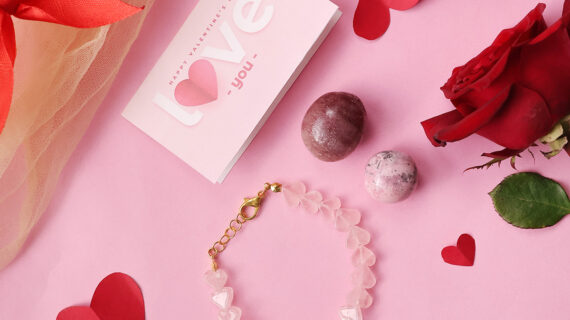 Rose Quartz Bracelet and Tumble Valentine Gift