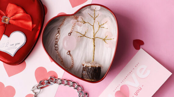 Rose Quartz Tree and Tumble Bracelet Valentine Gift