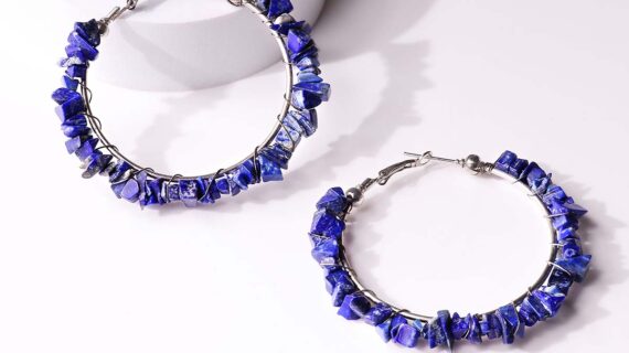 Lapis Lazuli Chips Huggie Hoops Earring