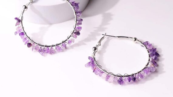 Amethyst Chips Huggie Hoops Earring