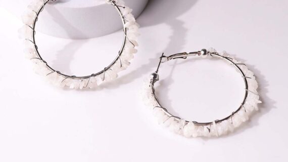 Moonstone Chips Huggie Hoops Earring