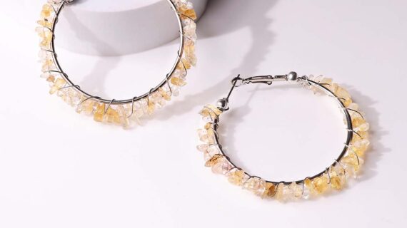 Citrine Chips Huggie Hoops Earring