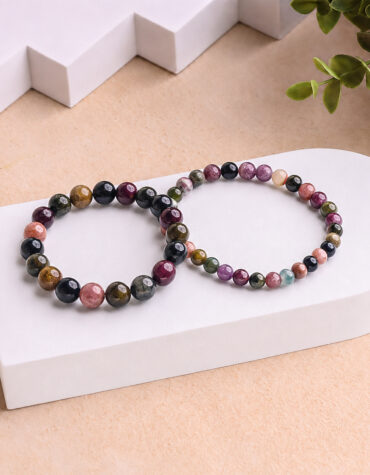 multi tourmaline round beads bracelet