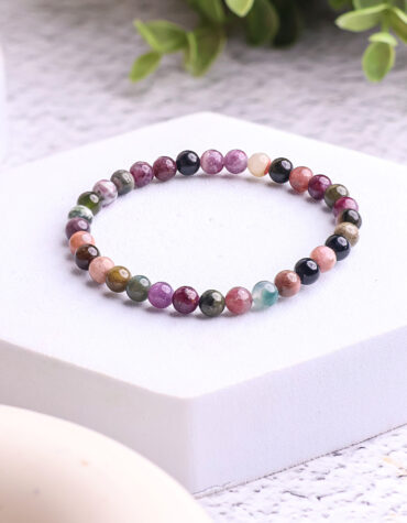 multi tourmaline round beads bracelet