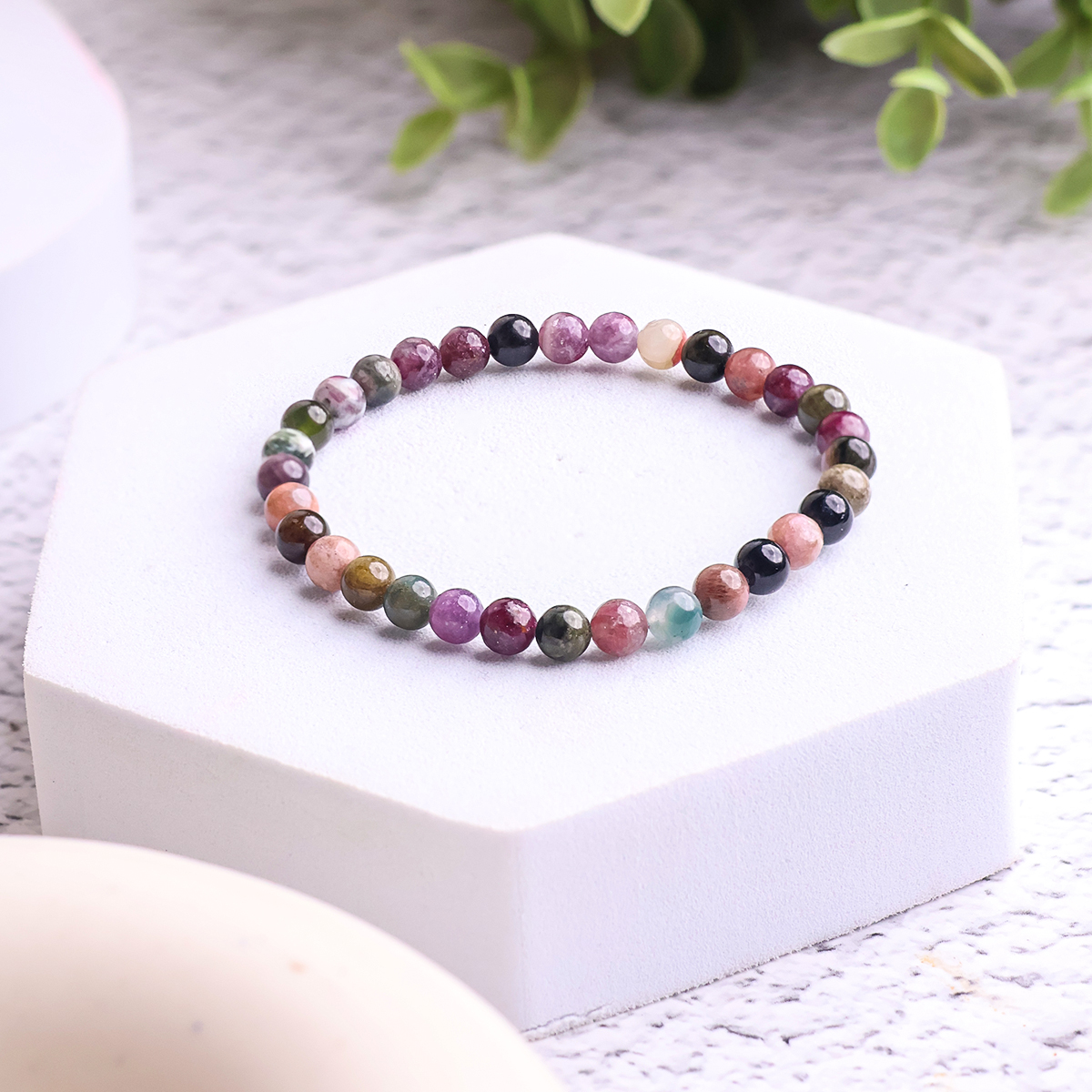 Multi Tourmaline Bracelet 6 mm multi tourmaline round beads bracelet