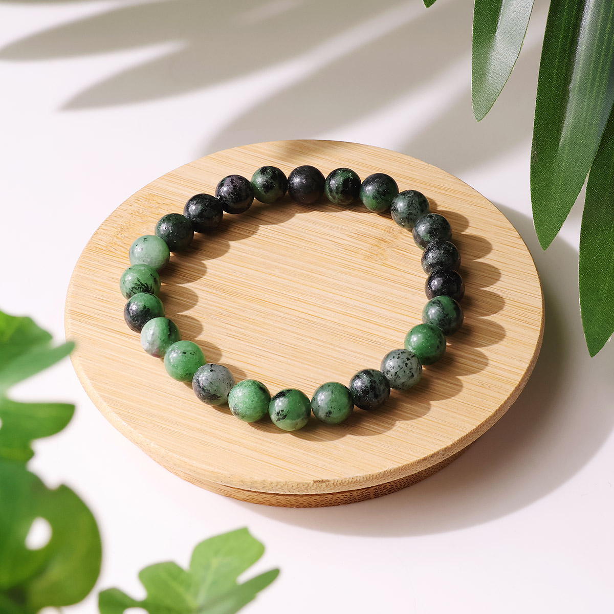 Ruby Zoisite Round Beads Bracelet (1)