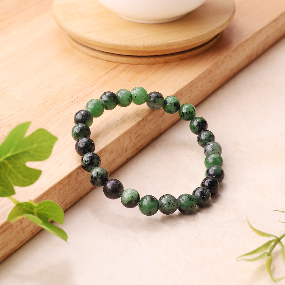 Ruby Zoisite Round Beads Bracelet (10)