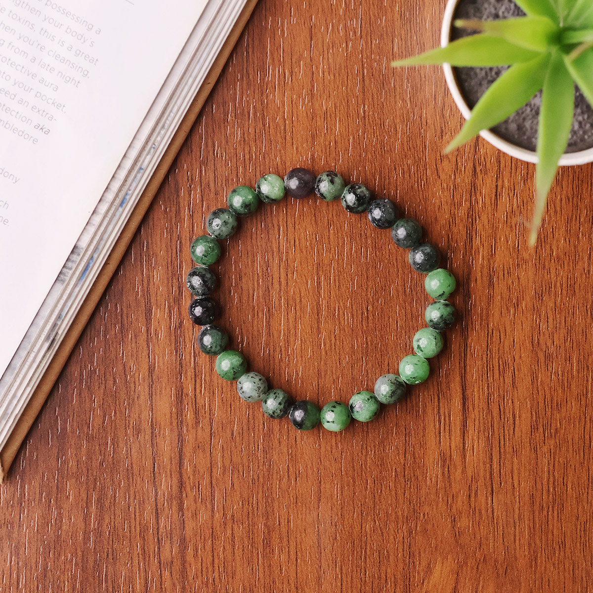 Ruby Zoisite Round Beads Bracelet (11)
