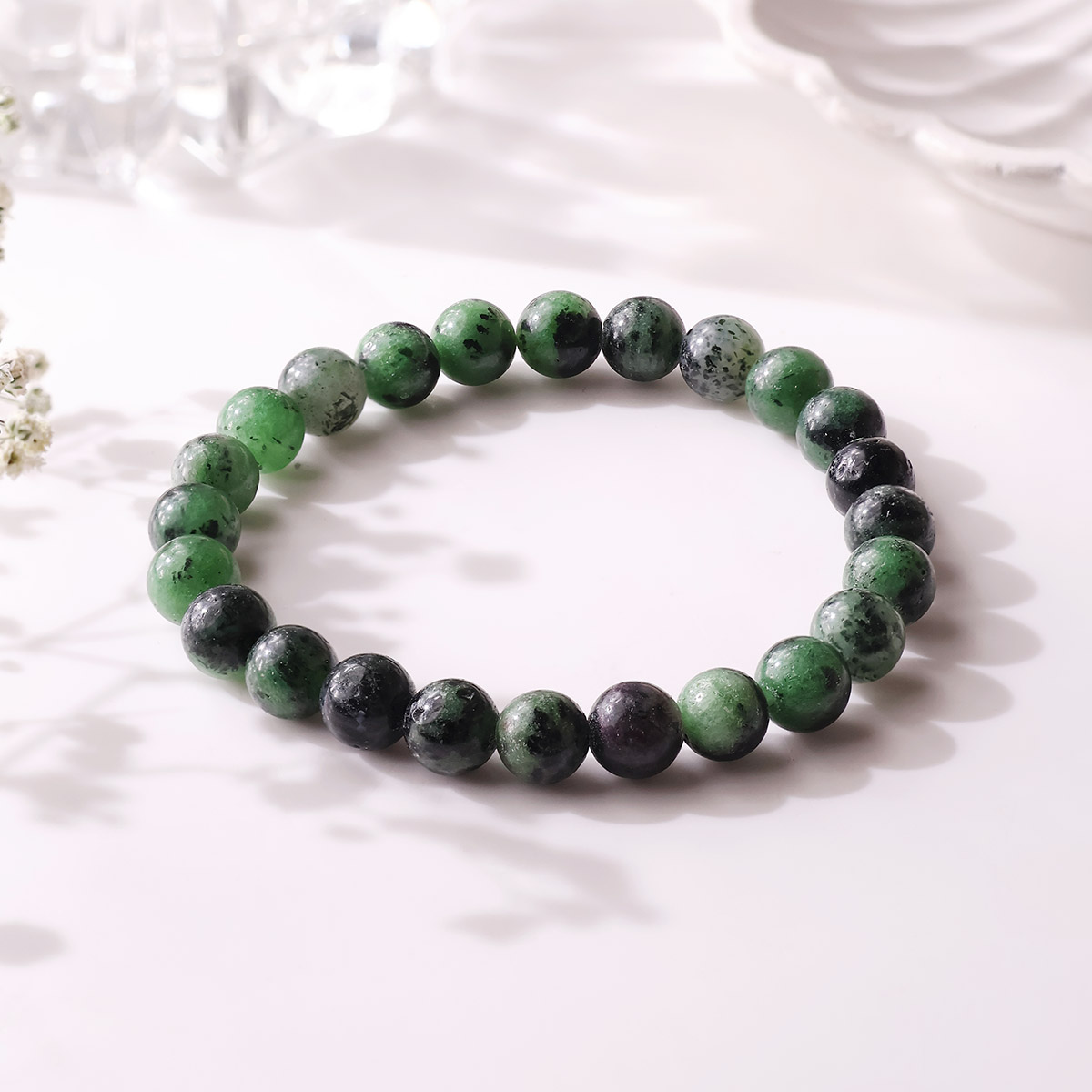 Ruby Zoisite Round Beads Bracelet (2)