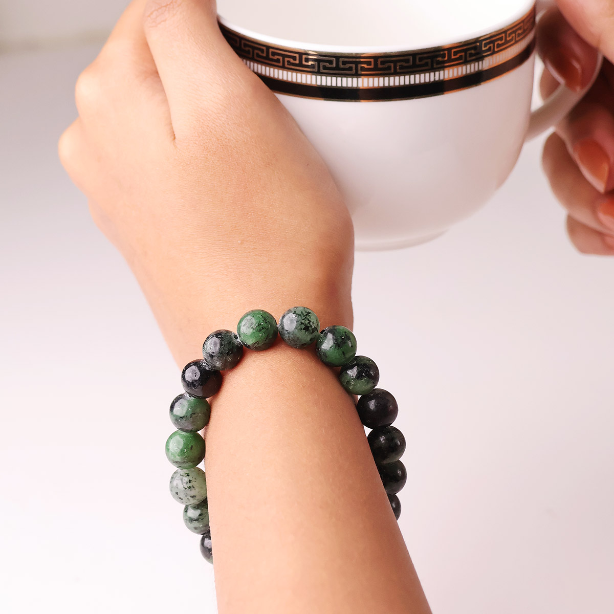 Ruby Zoisite Round Beads Bracelet (4)