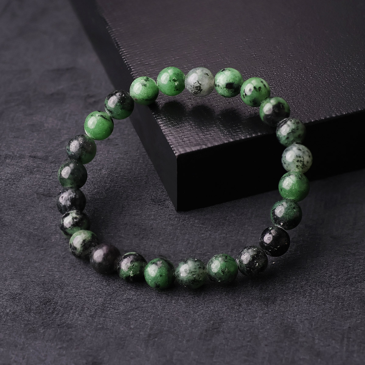 Ruby Zoisite Round Beads Bracelet (7)
