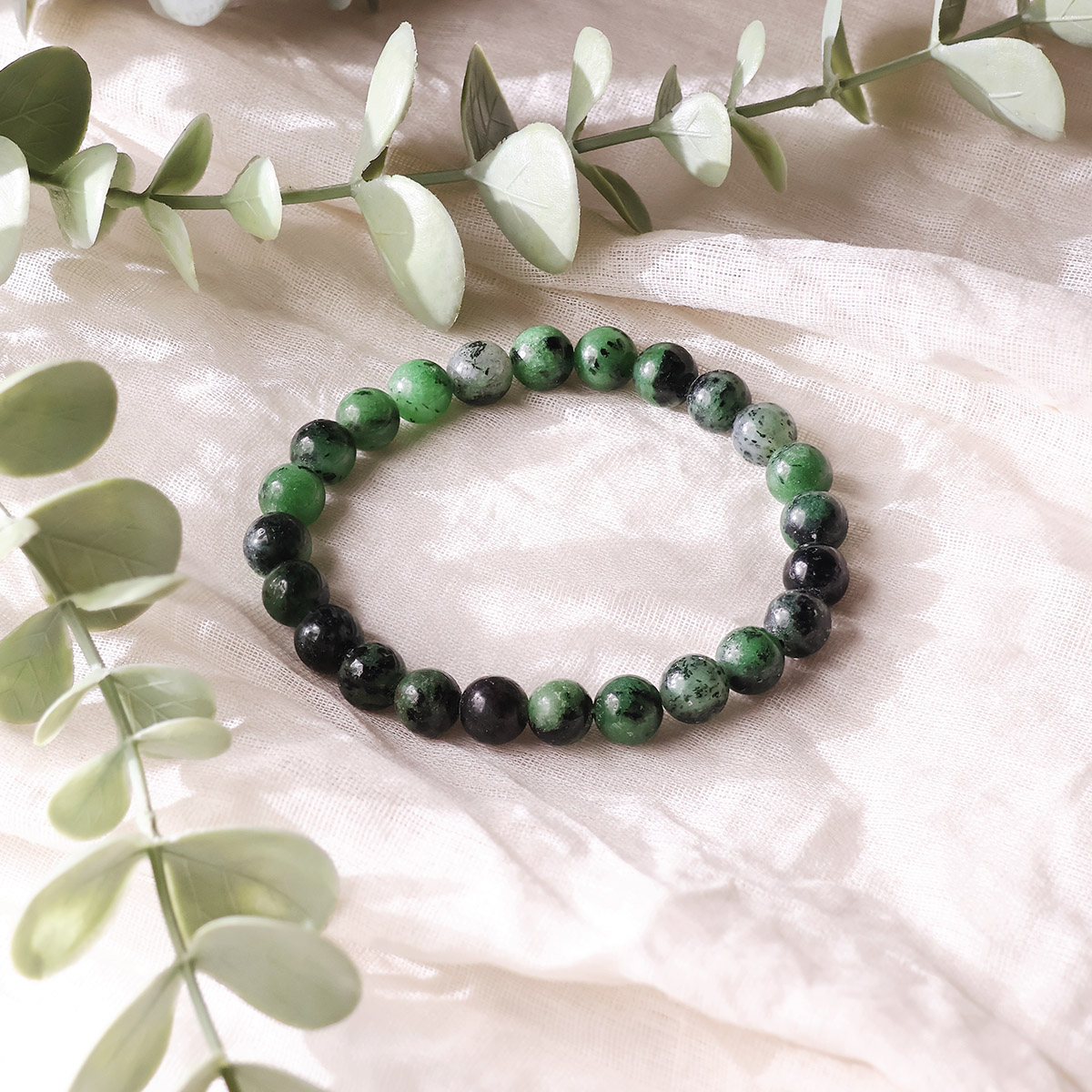 Ruby Zoisite Round Beads Bracelet (8)