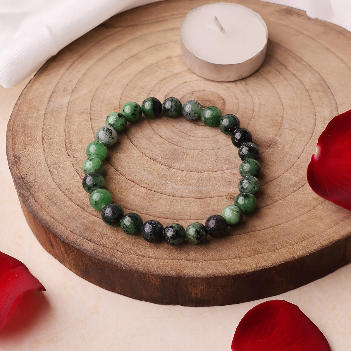 Ruby Zoisite Round Beads Bracelet (9)
