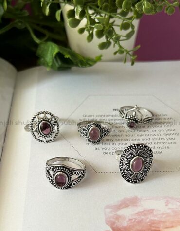 Natural Amethyst Crystal Design Ring