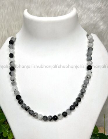 Black Rutile Natural 8mm Beads Crystal Necklace