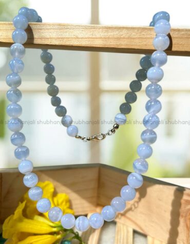 Blue Lace Agate Natural 8mm Beads Crystal Necklace