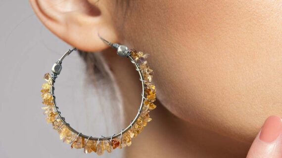 Citrine Chips Huggie Hoops Earring