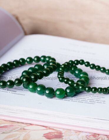 Natural Green Jade Crystal Round Beads Bracelet