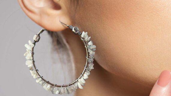 Moonstone Chips Huggie Hoops Earring