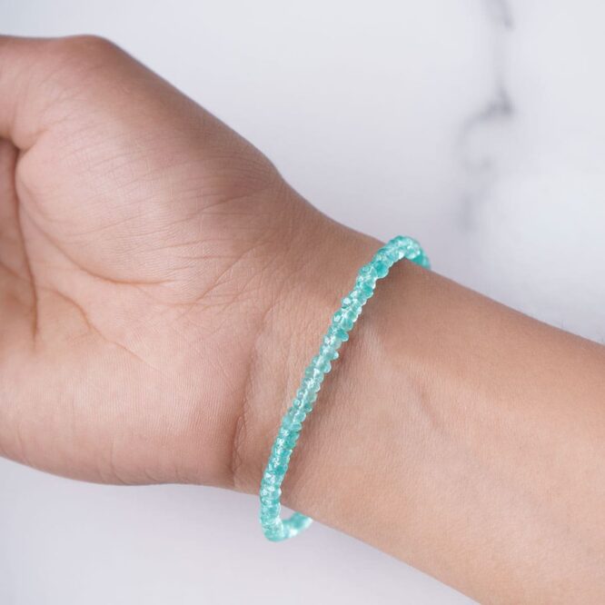 Natural Blue Apatite Crystal Faceted Bati Beads Bracelet