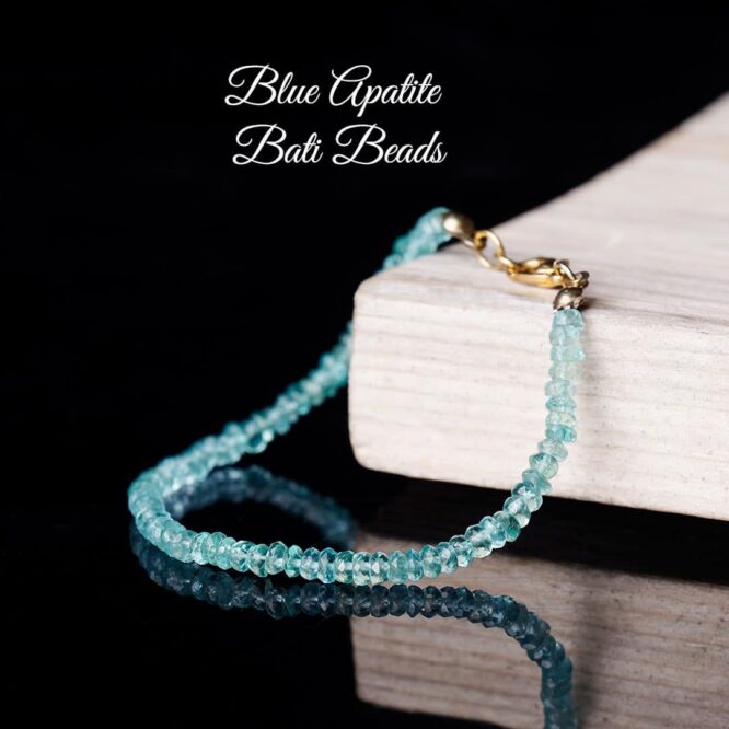 Natural Blue Apatite Crystal Faceted Bati Beads Bracelet