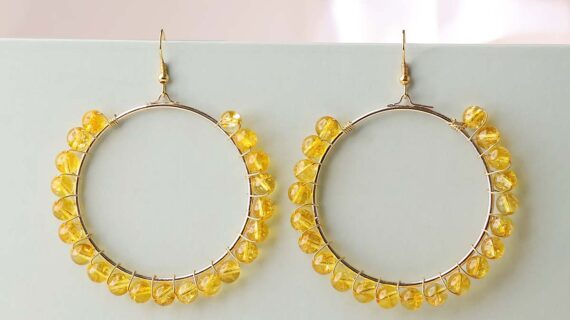 Citrine Beads Hook Earring