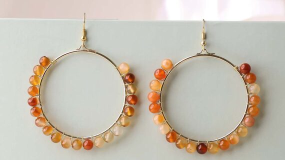 Red Carnelian Beads Hook Earring