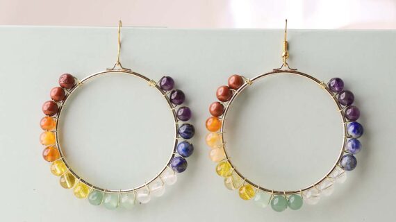 Seven Chakra Beads Hook Earrings