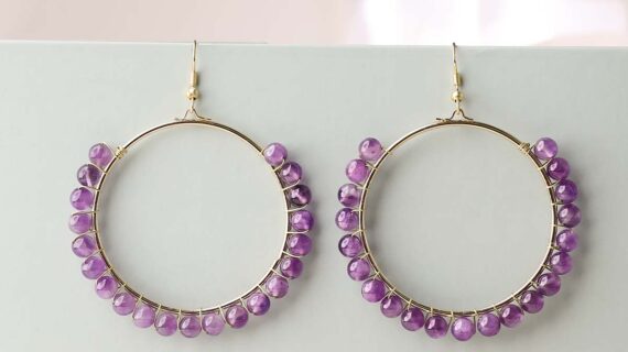Amethyst Beads Hook Earrings