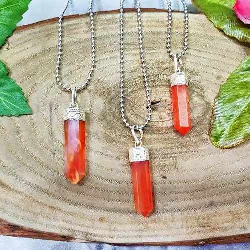 Red Carnelian Pencil Pendant-Shubhanjali (2) Shop Red Carnelian Crystal Pencil Pendant
