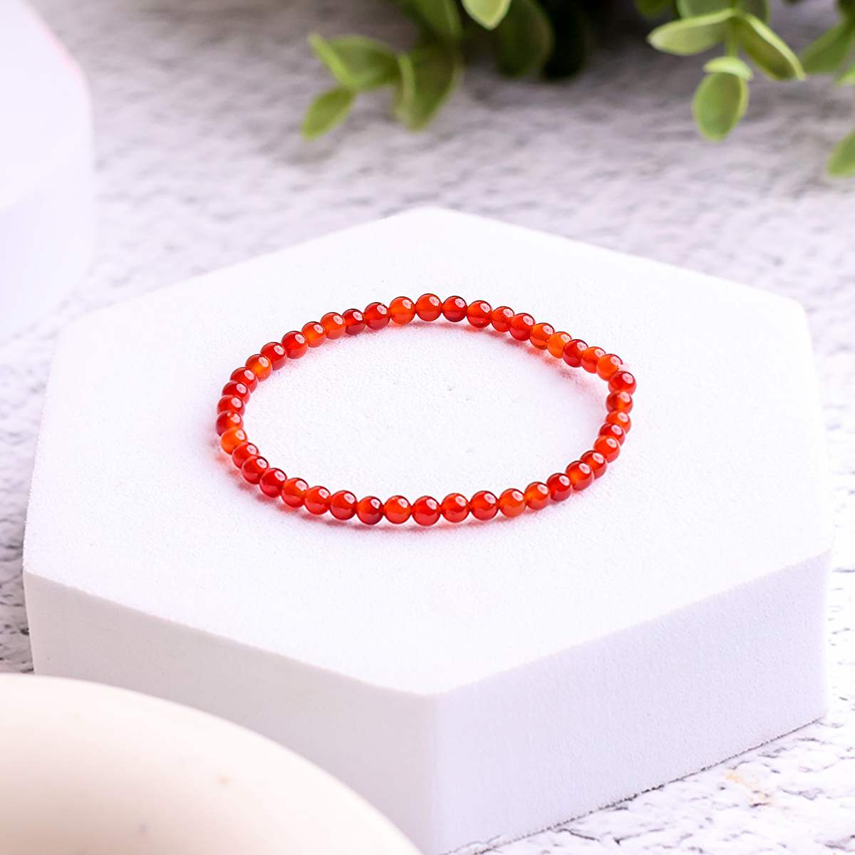 Red Onyx Bracelet 4 mm red onyx round beads bracelet