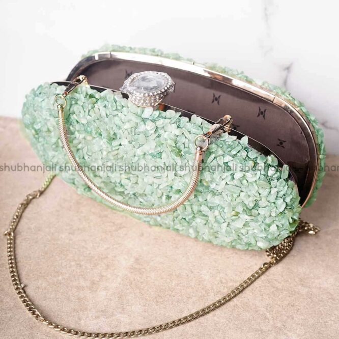 Natural Green Aventurine Chips Stone Purse