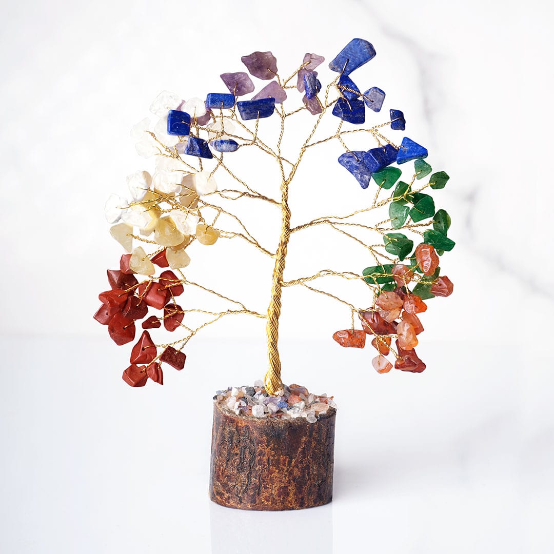 Shubhanjali-7 Chakra Crystal Chips Tree-100 Crystal Chips 7 Chakra Tree