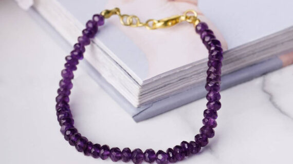 Amethyst Faceted Bati Shape Beads Bracelet