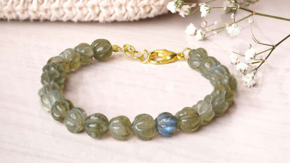 Labradorite Watermelon Shape Beads Bracelet