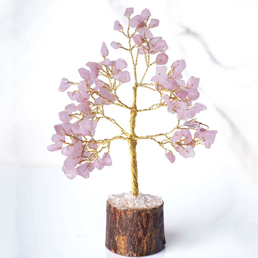 Natural Rose Quartz Chips Stone Tree