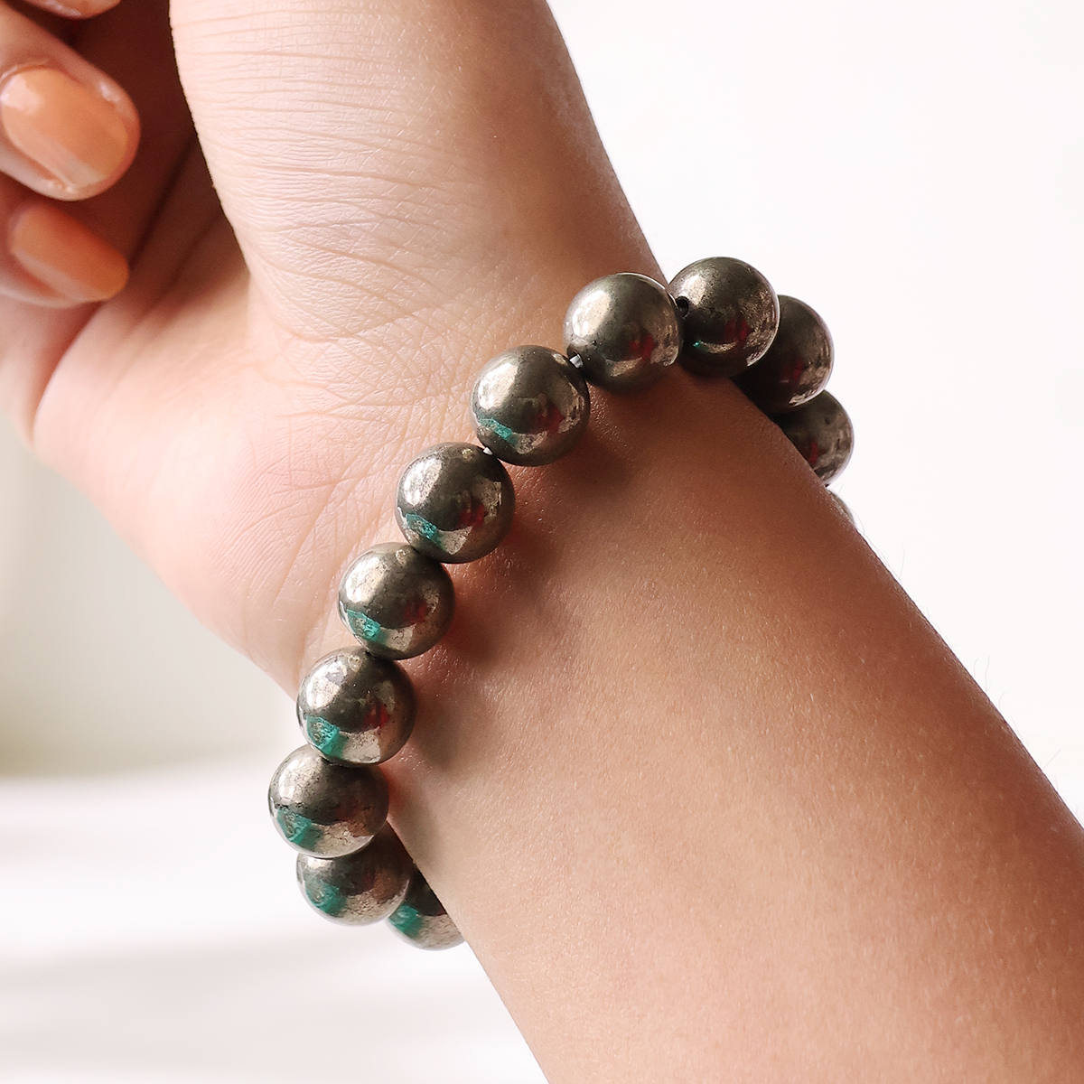 Handmade Natural Pyrite Gemstone Stretch Bracelet - Healing Beads, 4mm To 12mm (USA Seller)
