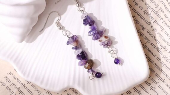 Amethyst Chips Hook Earrings