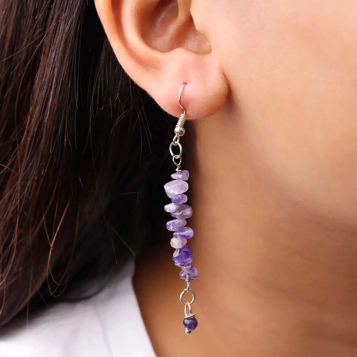 Shop Amethyst Crystal Chips Hook Earrings