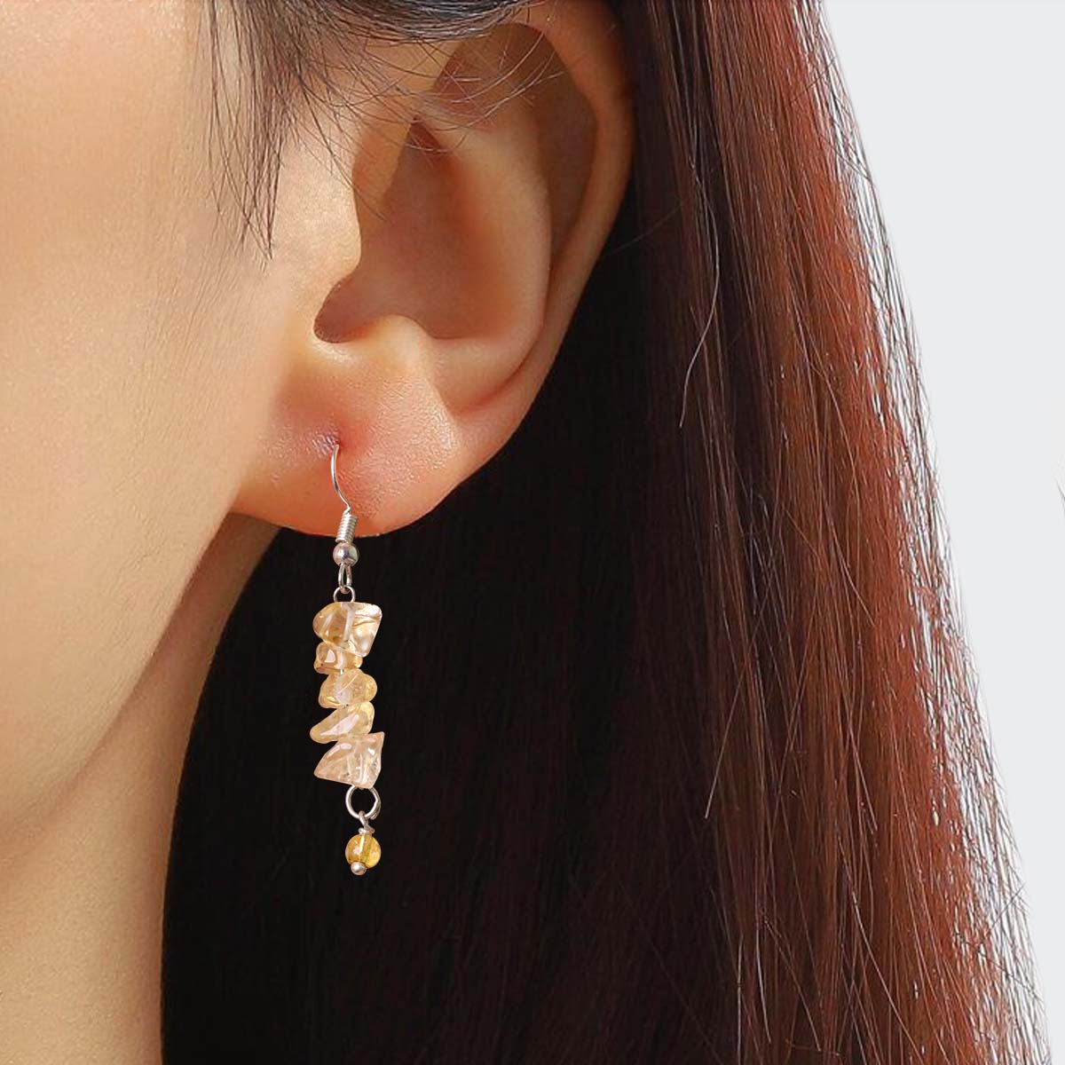 Citrine Chips Hook Earrings (1)