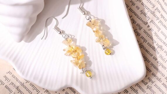 Citrine Chips Hook Earrings