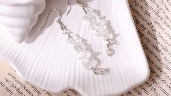 Clear Quartz Chips Hook Earrings