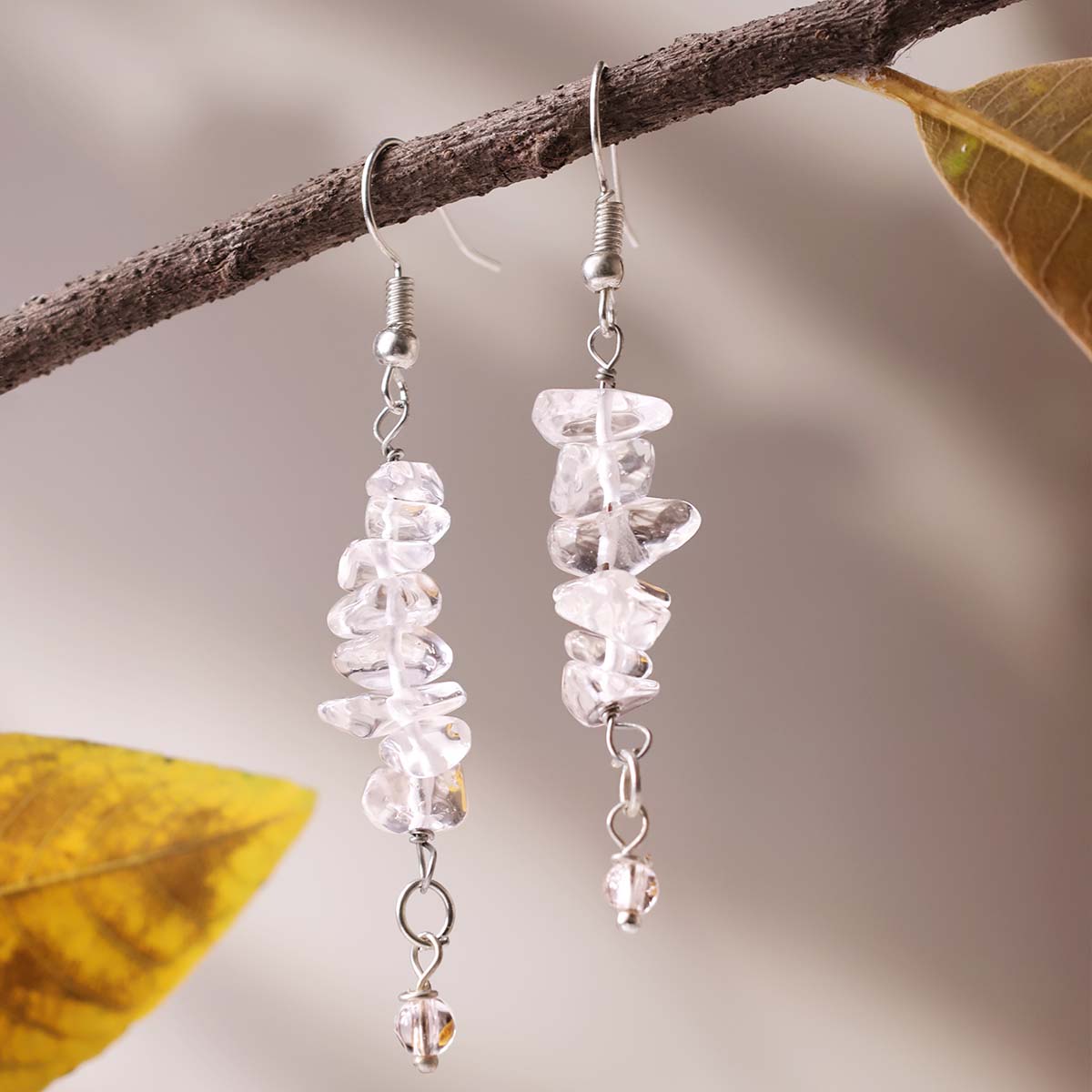 Clear Quartz Chips Hook Earrings (3)
