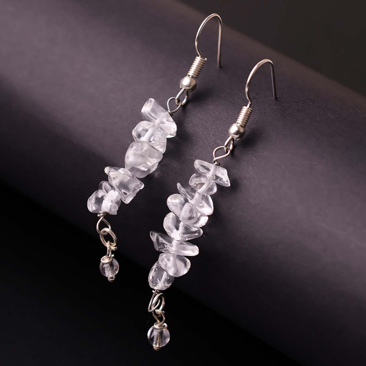 Clear Quartz Chips Hook Earrings (4)